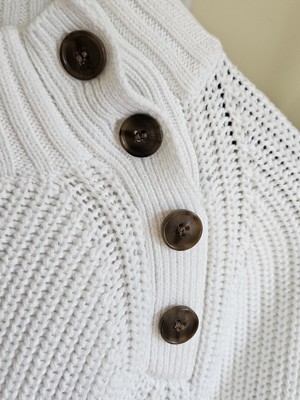 J. Crew White & Navy Striped Cowl-Neck Button-Shoulder Sweater - Picture 6 of 12